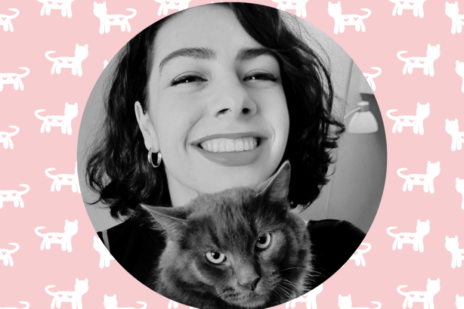 Woman smiling with cat