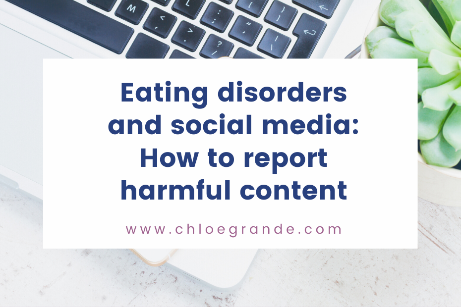 Eating disorders and social media reporting - Text with background of laptop