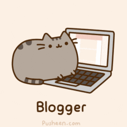 One year of mental health blogging - Pusheen the cat typing on computer